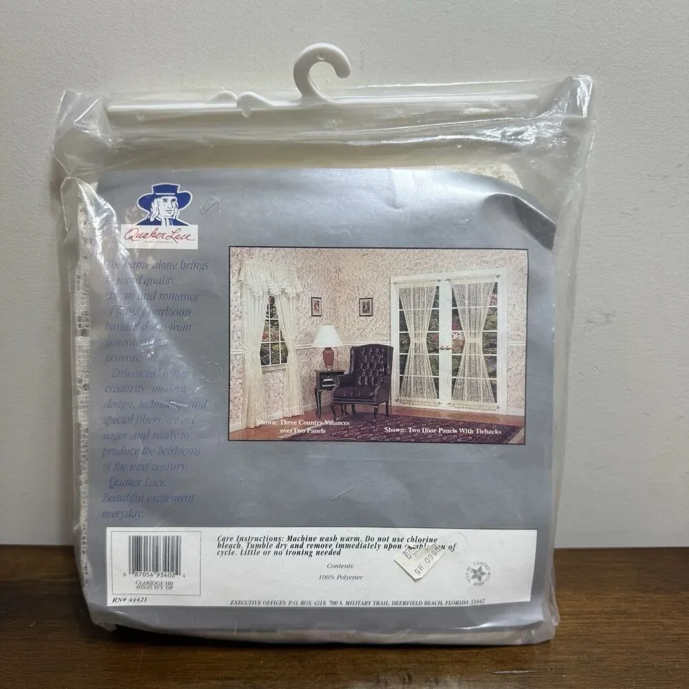 VTG Quaker Lace Claridge Door Panel Curtain 40x45 Ivory NOS Cottagecore Cabin